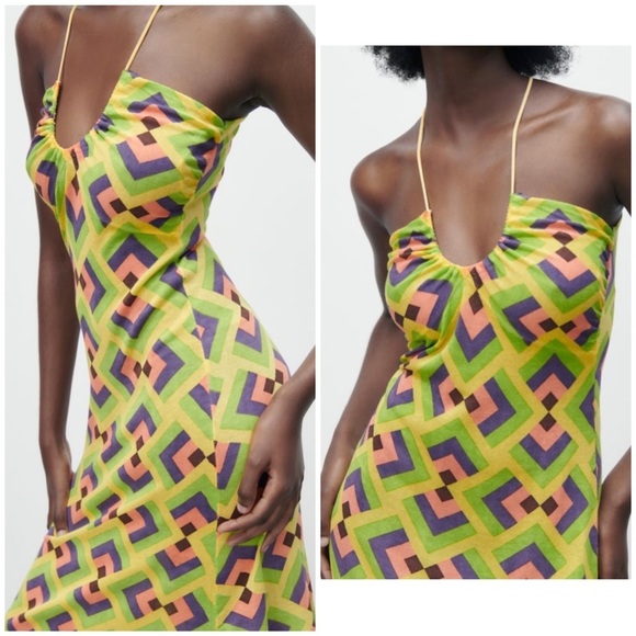 Zara geometrical jacquard knit dress NEW - Picture 3 of 7